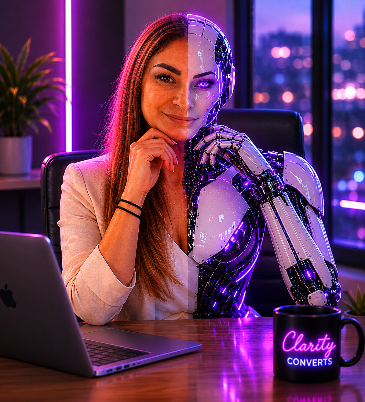 Creator on her phone late at night